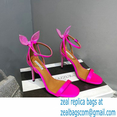 Aquazzura Heel 10.5cm Bow Tie Crystal Sandals Fuchsia 2023