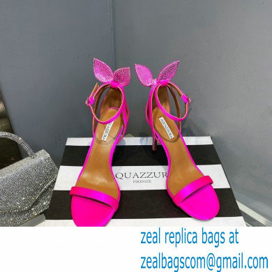Aquazzura Heel 10.5cm Bow Tie Crystal Sandals Fuchsia 2023