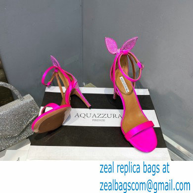 Aquazzura Heel 10.5cm Bow Tie Crystal Sandals Fuchsia 2023