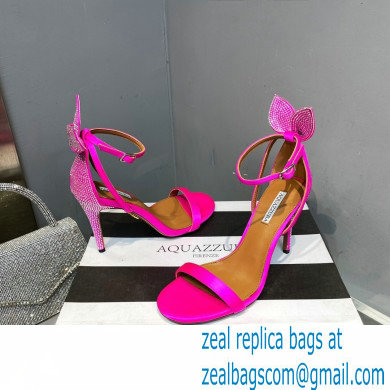 Aquazzura Heel 10.5cm Bow Tie Crystal Sandals Fuchsia 2023