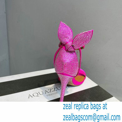 Aquazzura Heel 10.5cm Bow Tie Crystal Sandals Fuchsia 2023