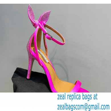 Aquazzura Heel 10.5cm Bow Tie Crystal Sandals Fuchsia 2023