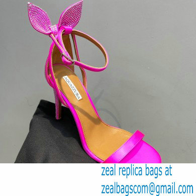 Aquazzura Heel 10.5cm Bow Tie Crystal Sandals Fuchsia 2023