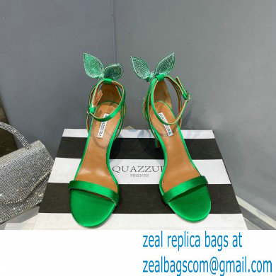 Aquazzura Heel 10.5cm Bow Tie Crystal Sandals Green 2023