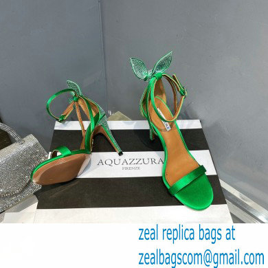 Aquazzura Heel 10.5cm Bow Tie Crystal Sandals Green 2023