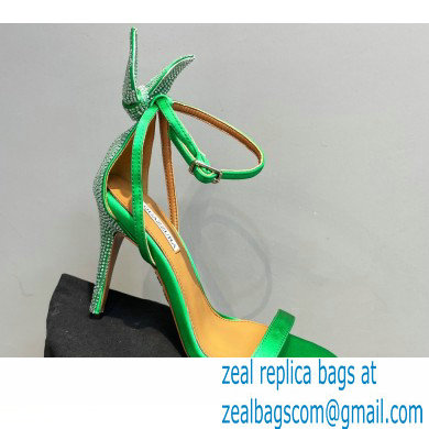 Aquazzura Heel 10.5cm Bow Tie Crystal Sandals Green 2023