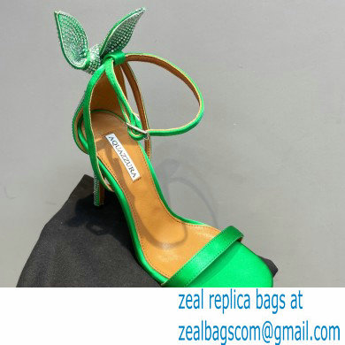 Aquazzura Heel 10.5cm Bow Tie Crystal Sandals Green 2023