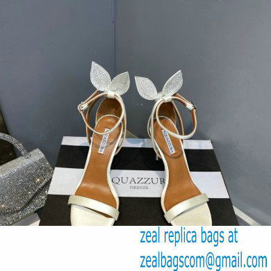 Aquazzura Heel 10.5cm Bow Tie Crystal Sandals White 2023