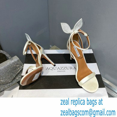 Aquazzura Heel 10.5cm Bow Tie Crystal Sandals White 2023