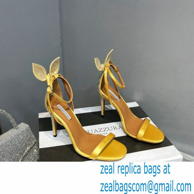 Aquazzura Heel 10.5cm Bow Tie Crystal Sandals Yellow 2023