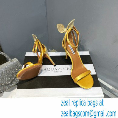 Aquazzura Heel 10.5cm Bow Tie Crystal Sandals Yellow 2023