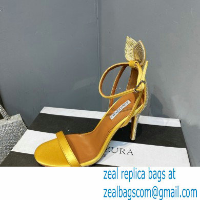 Aquazzura Heel 10.5cm Bow Tie Crystal Sandals Yellow 2023