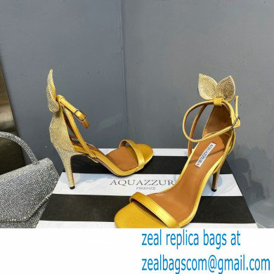 Aquazzura Heel 10.5cm Bow Tie Crystal Sandals Yellow 2023