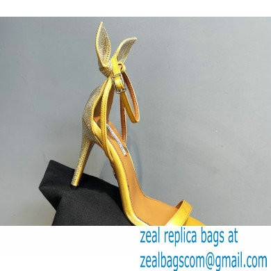 Aquazzura Heel 10.5cm Bow Tie Crystal Sandals Yellow 2023 - Click Image to Close