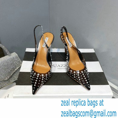 Aquazzura Heel 10.5cm PVC Starburst Crystal Slingback Pumps Black 2023