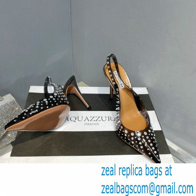 Aquazzura Heel 10.5cm PVC Starburst Crystal Slingback Pumps Black 2023