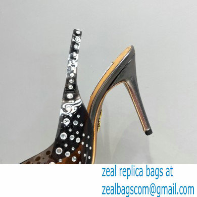 Aquazzura Heel 10.5cm PVC Starburst Crystal Slingback Pumps Black 2023