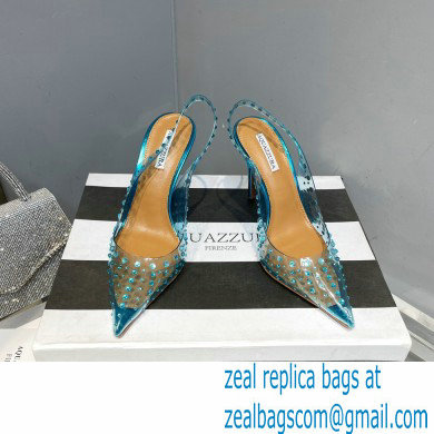 Aquazzura Heel 10.5cm PVC Starburst Crystal Slingback Pumps Blue 2023
