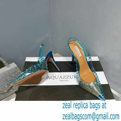 Aquazzura Heel 10.5cm PVC Starburst Crystal Slingback Pumps Blue 2023 - Click Image to Close