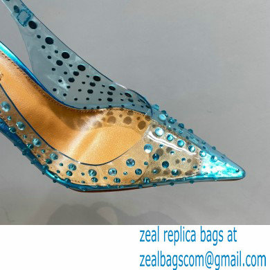 Aquazzura Heel 10.5cm PVC Starburst Crystal Slingback Pumps Blue 2023