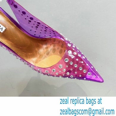 Aquazzura Heel 10.5cm PVC Starburst Crystal Slingback Pumps Purple 2023