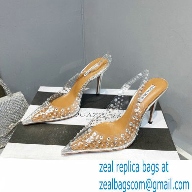 Aquazzura Heel 10.5cm PVC Starburst Crystal Slingback Pumps Silver 2023