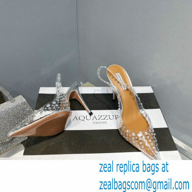 Aquazzura Heel 10.5cm PVC Starburst Crystal Slingback Pumps Silver 2023