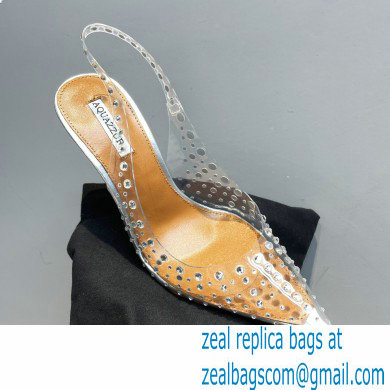 Aquazzura Heel 10.5cm PVC Starburst Crystal Slingback Pumps Silver 2023