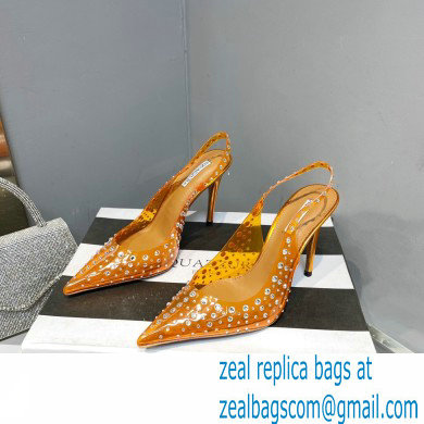 Aquazzura Heel 10.5cm PVC Starburst Crystal Slingback Pumps Yellow 2023