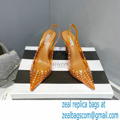 Aquazzura Heel 10.5cm PVC Starburst Crystal Slingback Pumps Yellow 2023