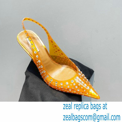 Aquazzura Heel 10.5cm PVC Starburst Crystal Slingback Pumps Yellow 2023