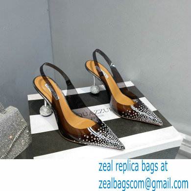 Aquazzura Heel 8.5cm PVC Yes Darling Crystal Slingback Pumps Black 2023