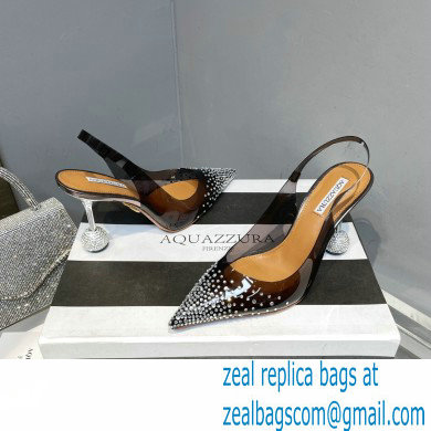 Aquazzura Heel 8.5cm PVC Yes Darling Crystal Slingback Pumps Black 2023 - Click Image to Close