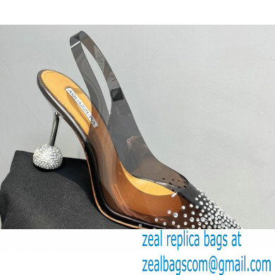 Aquazzura Heel 8.5cm PVC Yes Darling Crystal Slingback Pumps Black 2023