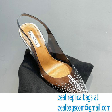 Aquazzura Heel 8.5cm PVC Yes Darling Crystal Slingback Pumps Black 2023