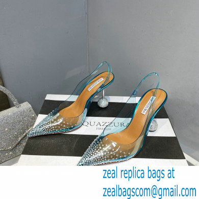 Aquazzura Heel 8.5cm PVC Yes Darling Crystal Slingback Pumps Blue 2023