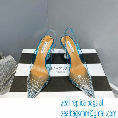 Aquazzura Heel 8.5cm PVC Yes Darling Crystal Slingback Pumps Blue 2023