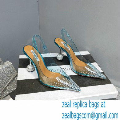 Aquazzura Heel 8.5cm PVC Yes Darling Crystal Slingback Pumps Blue 2023