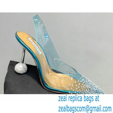 Aquazzura Heel 8.5cm PVC Yes Darling Crystal Slingback Pumps Blue 2023