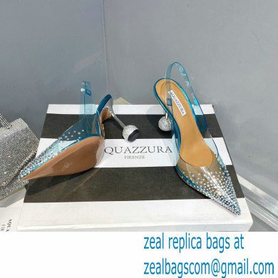 Aquazzura Heel 8.5cm PVC Yes Darling Crystal Slingback Pumps Blue 2023