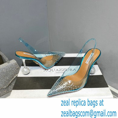 Aquazzura Heel 8.5cm PVC Yes Darling Crystal Slingback Pumps Blue 2023