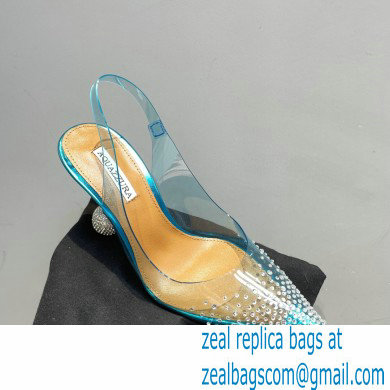 Aquazzura Heel 8.5cm PVC Yes Darling Crystal Slingback Pumps Blue 2023