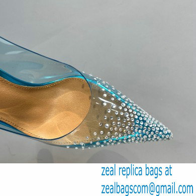 Aquazzura Heel 8.5cm PVC Yes Darling Crystal Slingback Pumps Blue 2023