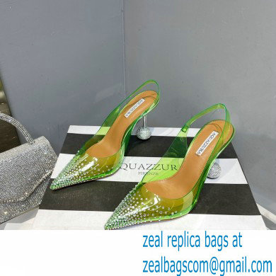 Aquazzura Heel 8.5cm PVC Yes Darling Crystal Slingback Pumps Green 2023