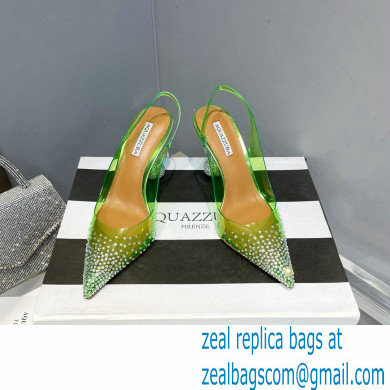 Aquazzura Heel 8.5cm PVC Yes Darling Crystal Slingback Pumps Green 2023