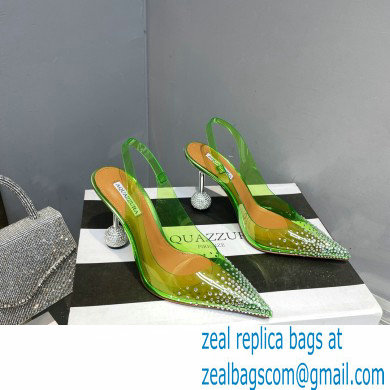 Aquazzura Heel 8.5cm PVC Yes Darling Crystal Slingback Pumps Green 2023