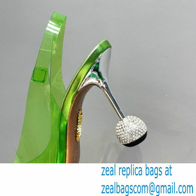Aquazzura Heel 8.5cm PVC Yes Darling Crystal Slingback Pumps Green 2023 - Click Image to Close
