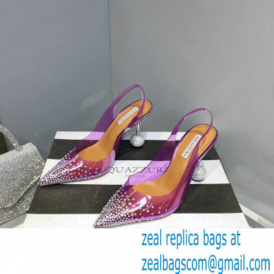 Aquazzura Heel 8.5cm PVC Yes Darling Crystal Slingback Pumps Purple 2023 - Click Image to Close