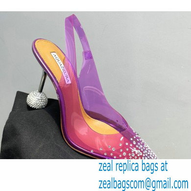 Aquazzura Heel 8.5cm PVC Yes Darling Crystal Slingback Pumps Purple 2023 - Click Image to Close