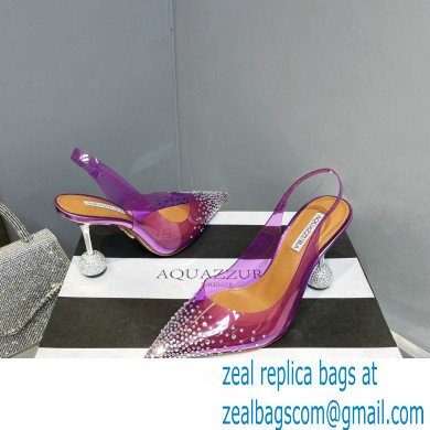 Aquazzura Heel 8.5cm PVC Yes Darling Crystal Slingback Pumps Purple 2023 - Click Image to Close